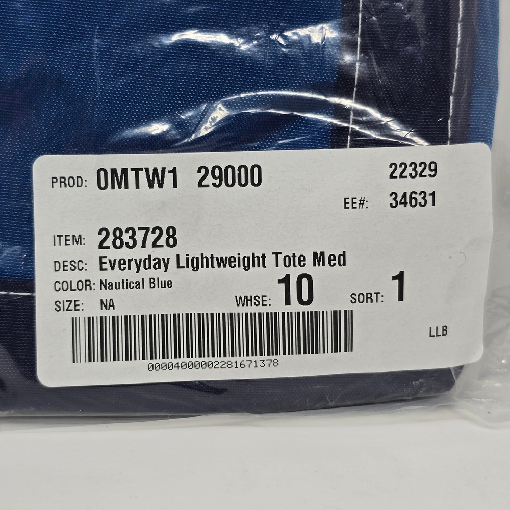 LL Bean Everyday Lightweight Tote Medium Nautical Blue Nylon Bag 283728 - Picture 14 of 14